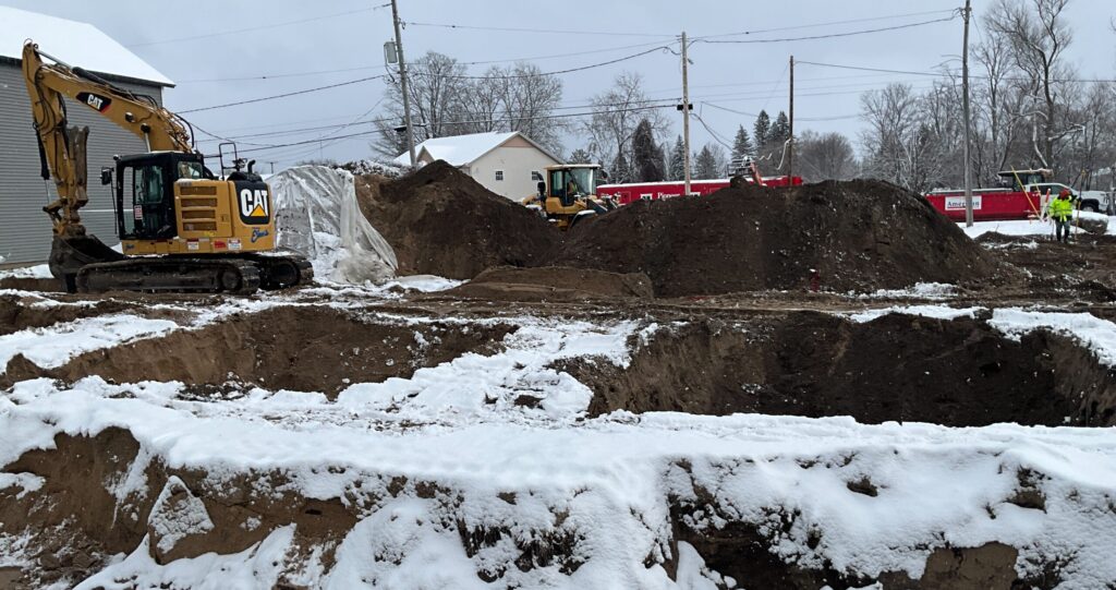 dirt being moved at sawmill site