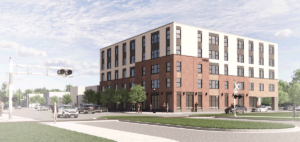 Exterior rendering of Sawmill Lofts