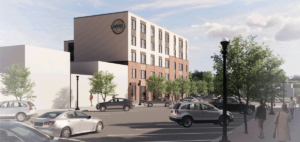 exterior rendering of sawmill lofts